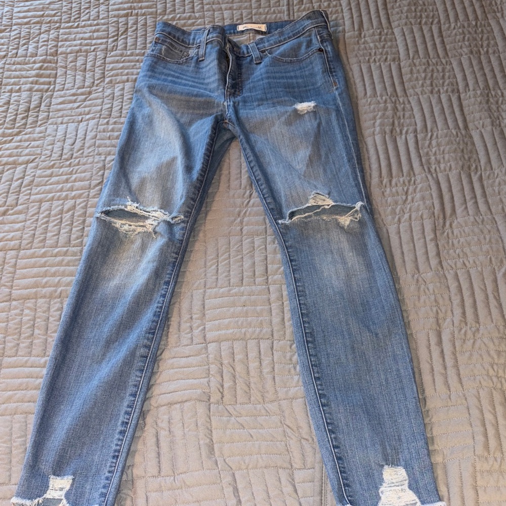 Madewell 9” high rise skinny Distressed Blue Jeans